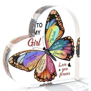 Acrylic Butterfly Plaque To My Girl Gift Love Decor‎ Heart Shape New